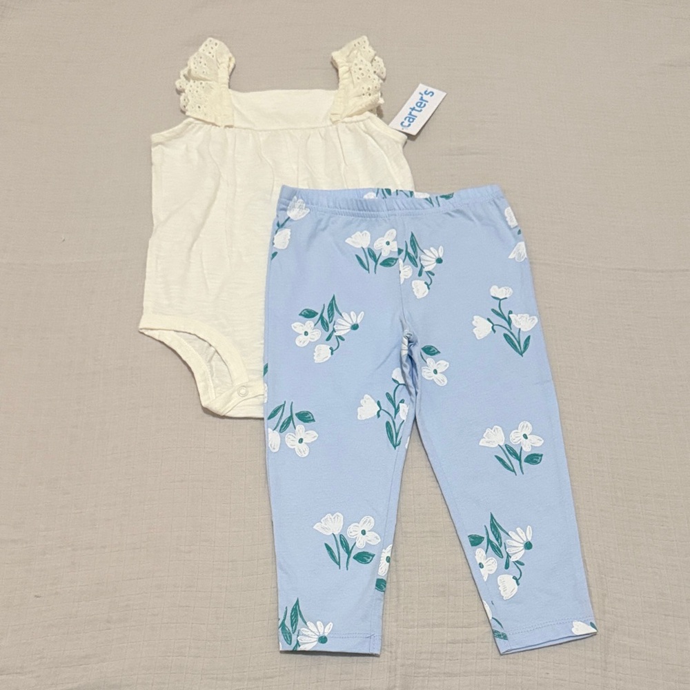 Carter’s Baby 2-Piece Eyelet Flutter Bodysuit Pant Set | 24M | NWT